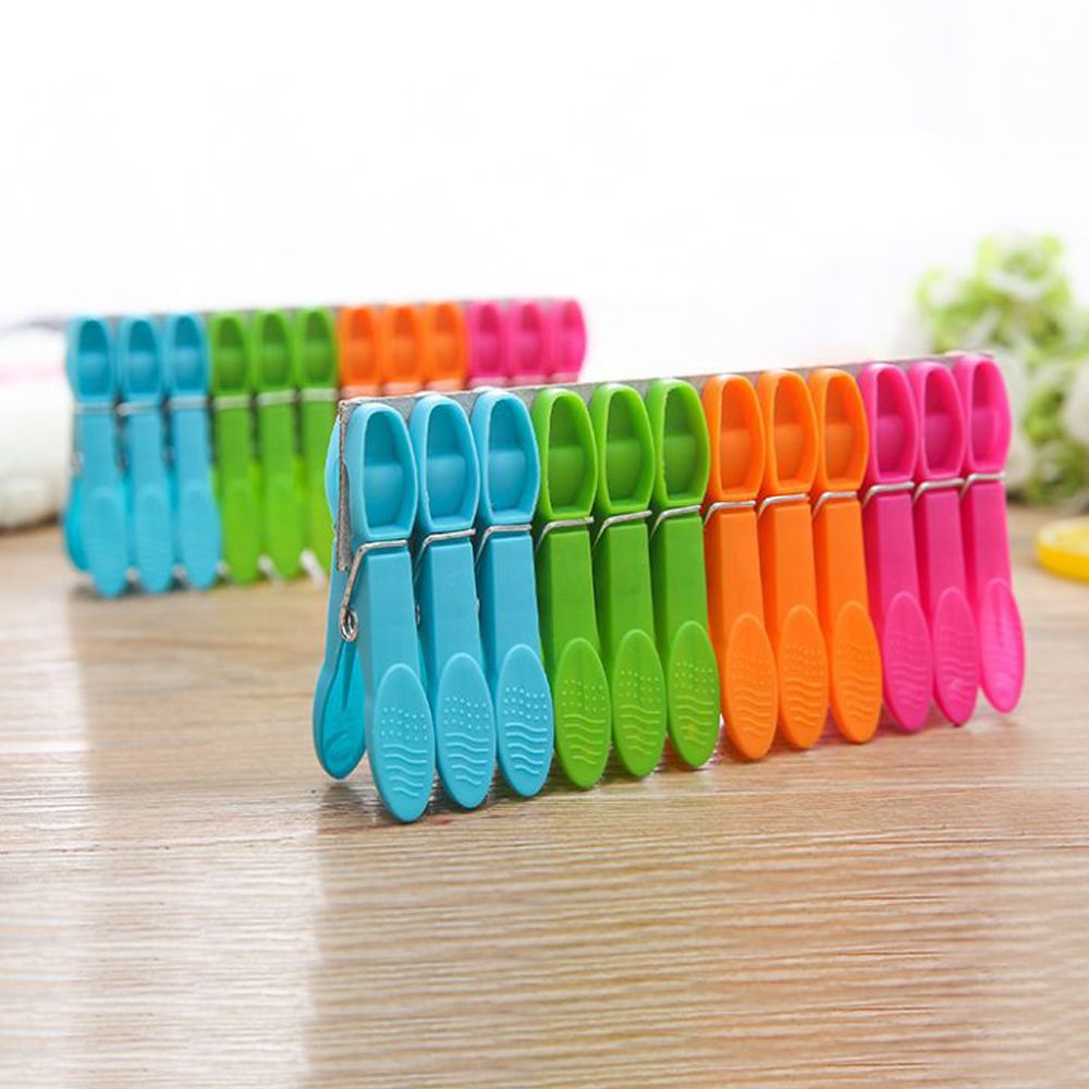 Pinzas de plástico para colgar ropa, ganchos de almacenamiento para el hogar, 24 piezas