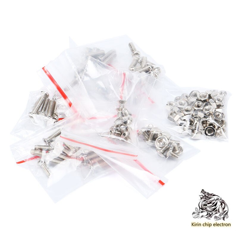 130pcs / lot common m3 screw pack nut 3 * 5 3 * 8 3 * 10 3 * 12 3 * 12 round head flat head screw, etc