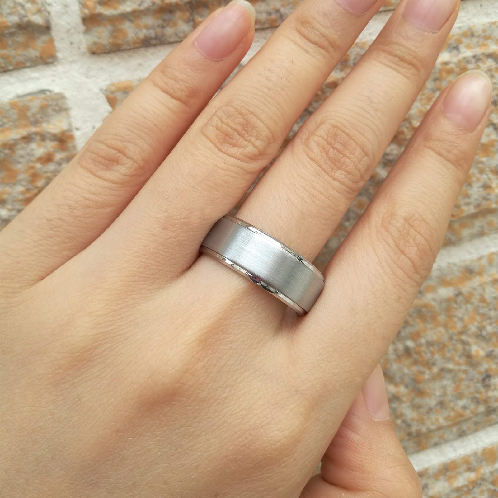 Newshe Heren Tungsten Carbide Wedding Ring 8 Mm Zilver Kleur Band Charm Ringen Voor Mannen Maat 8-13 TRX064