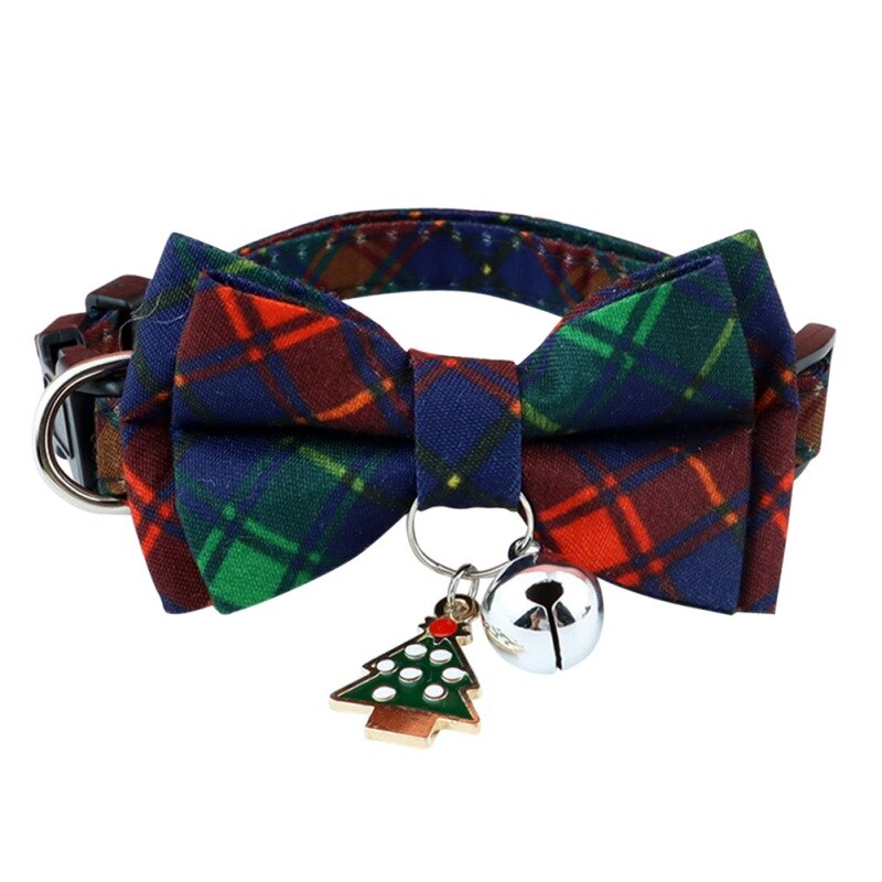 Jul hund katthalsband justerbara halsband utbrytning med bell rosett knut valp kattunge bowtie hund klär ut: Na