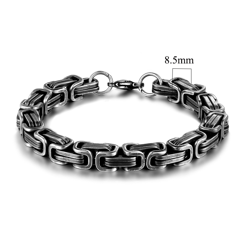 Herren-Armband Edelstahl 5mm - Byzantinische Königskette Silber 23cm