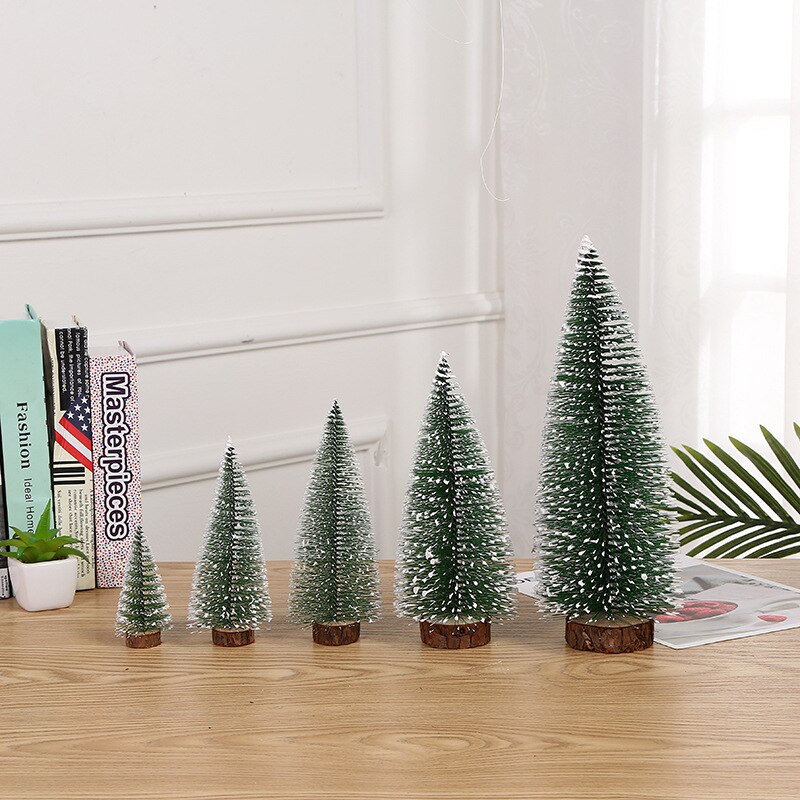 Mini Christmas Tree Small Pine Tree with Wooden Bases for Xmas Party Home Tabletop Tree Decor QJS Shop