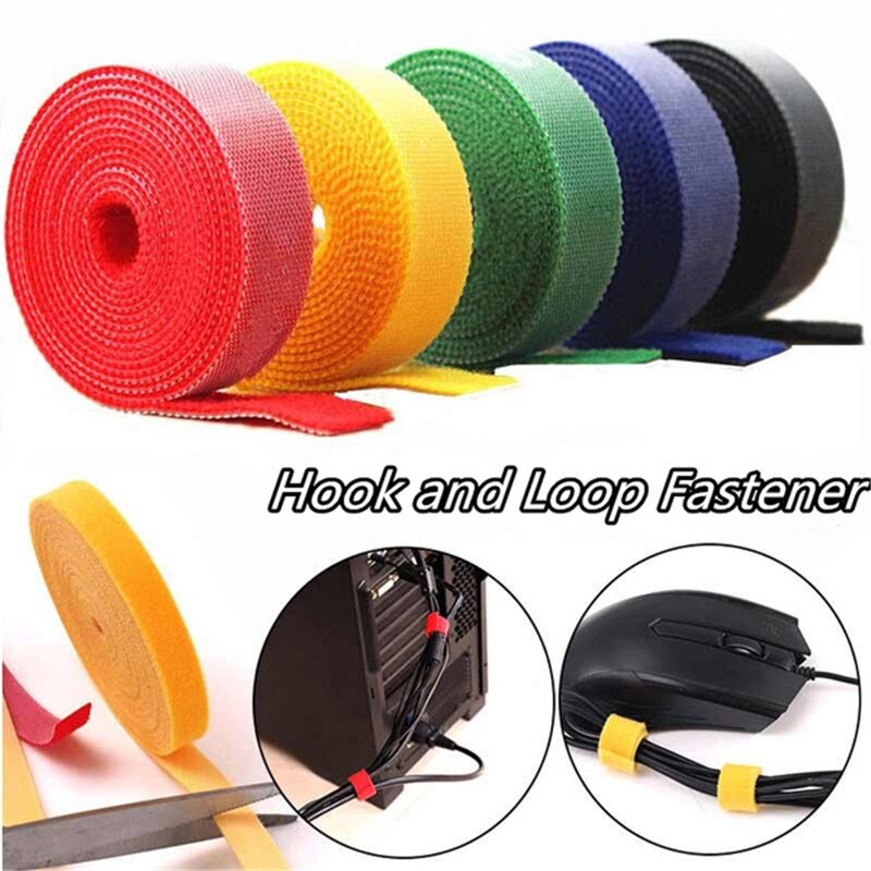 Cable Ties Roll Double-sided Tape Holder Fastening Tape By Hook &amp; Loop Nylon Strap for Computer Electronic Cord Power Wire