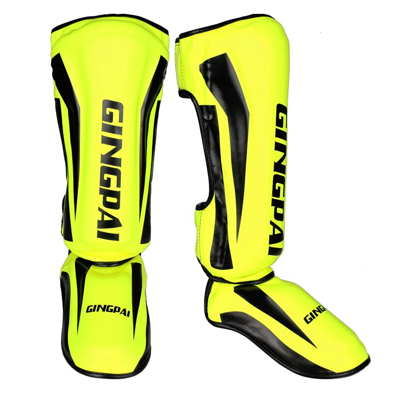 Vuxen muay thai boxning benskydd vristen mma kickboxning fotledsskydd kampsport kickboxning legging taekwondo utrustning: Yg grön / L 160-195cm
