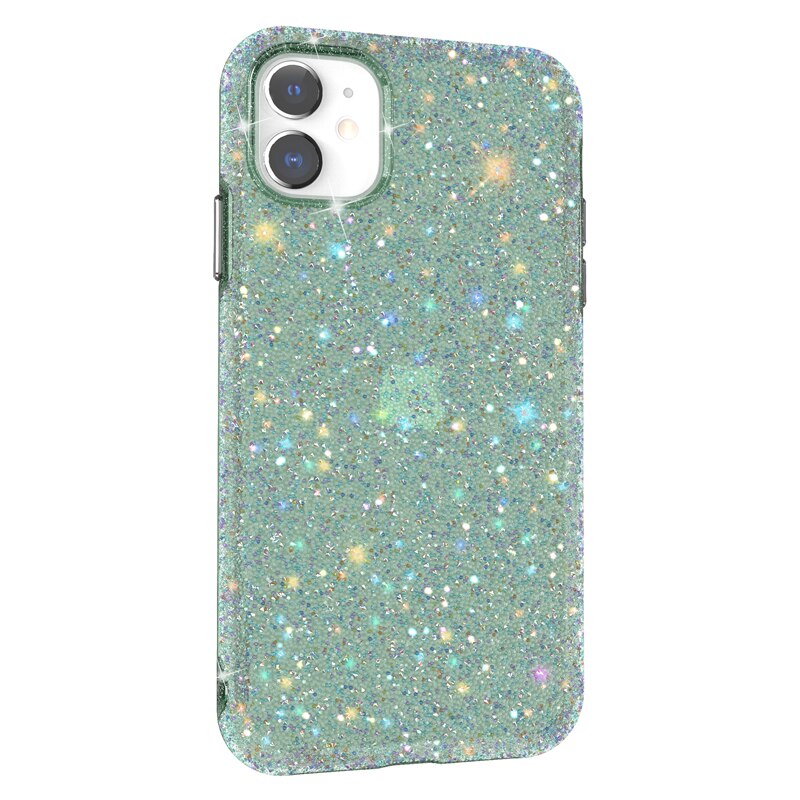 Diamond Case on For iPhone 12 Pro Max iPhone12 11 Pro Max 11 Cases Luxury Sparkle Glitter Diamond Crystal Rhinestone Bling Cover: For iPhone 12Pro Max / Green