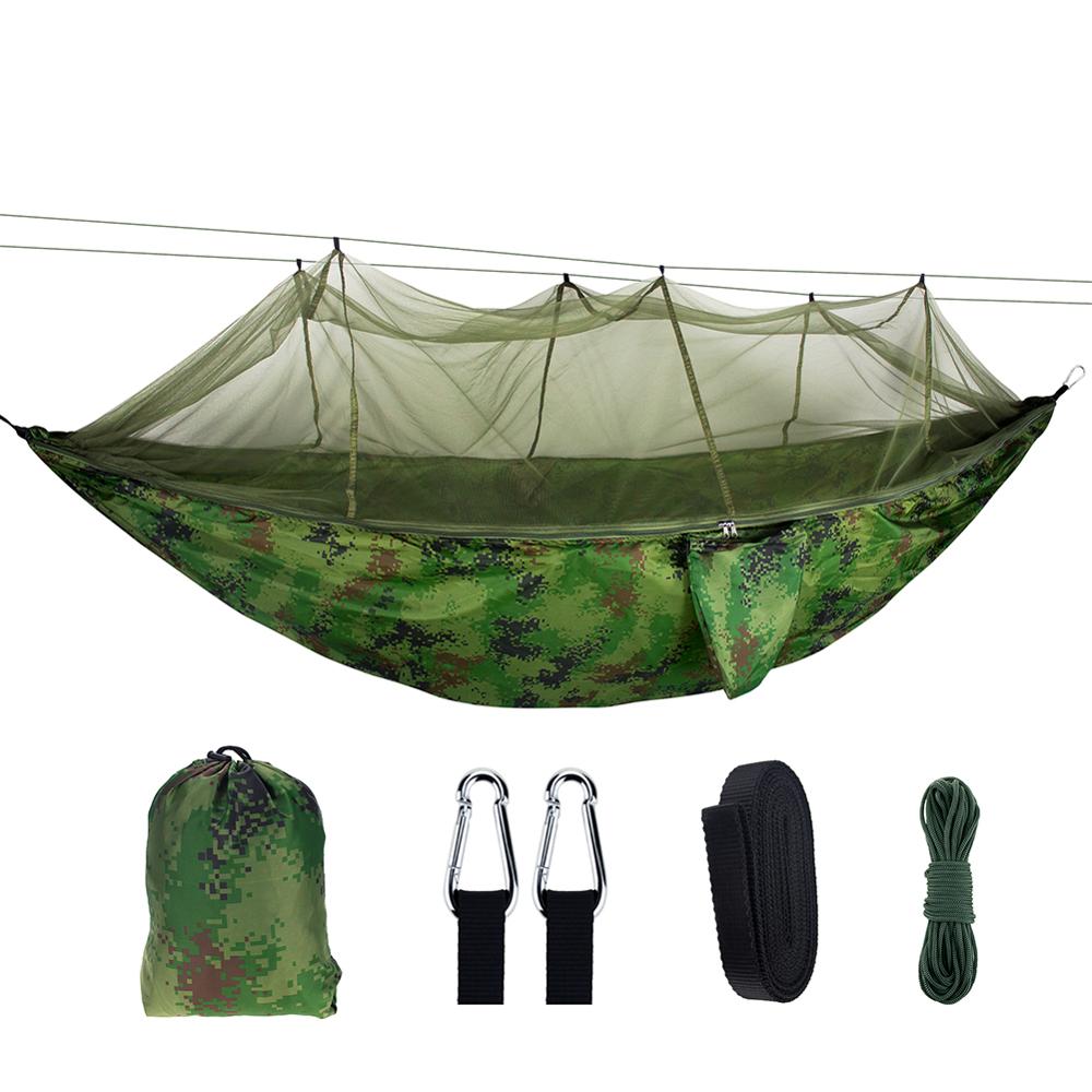 Hängmatta med myggnät resehängmatta nylon för vuxencamping utomhushängande svängsäng bärbar campingtält sovsäng: 3