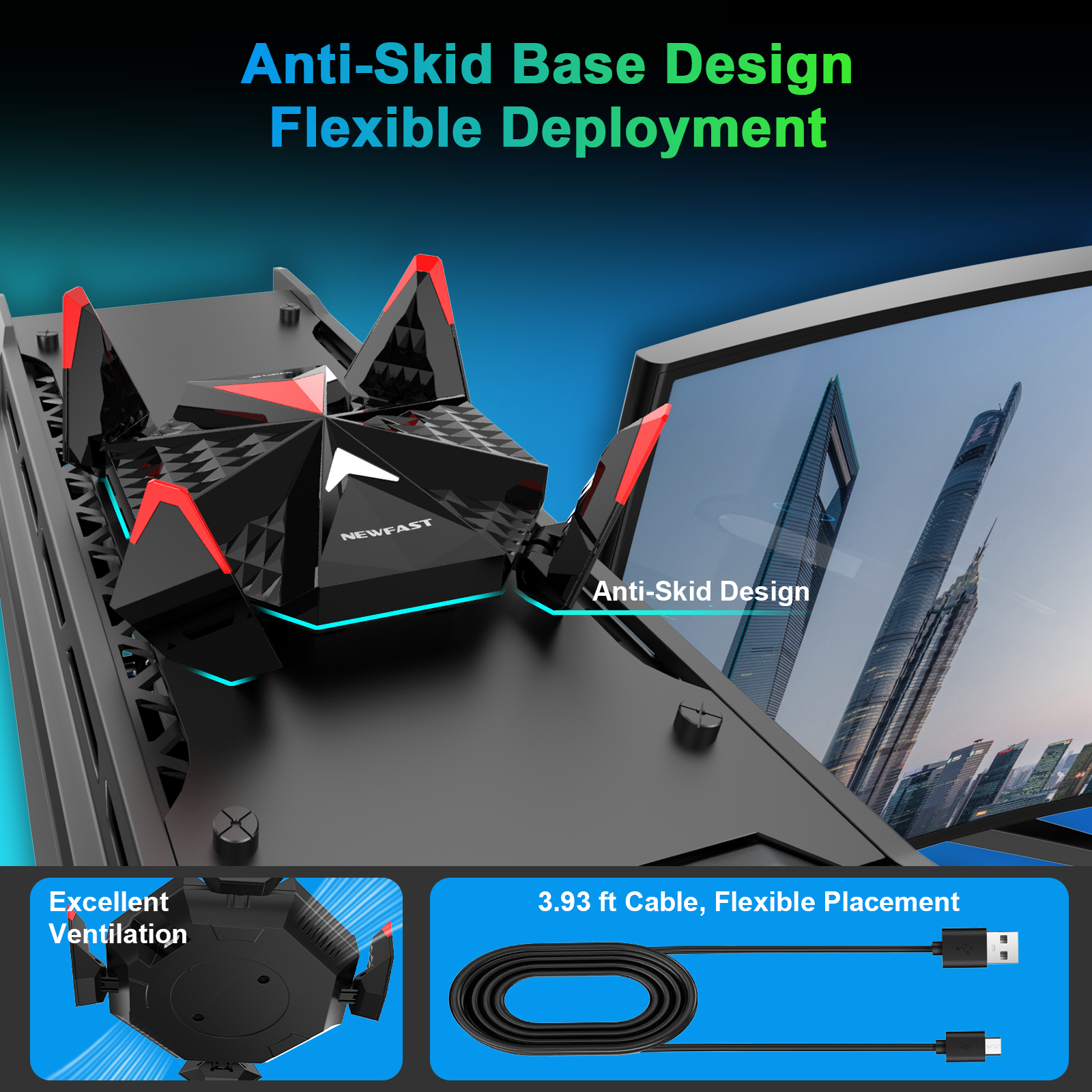 Newfast Adaptador Wifi 6 USB 3.0 Adapter AX5400 6G/5G/2G High Gain Antena Para Wifi6 PC Cle Netzwerk Karte Empfänger Verlängerung Kabel