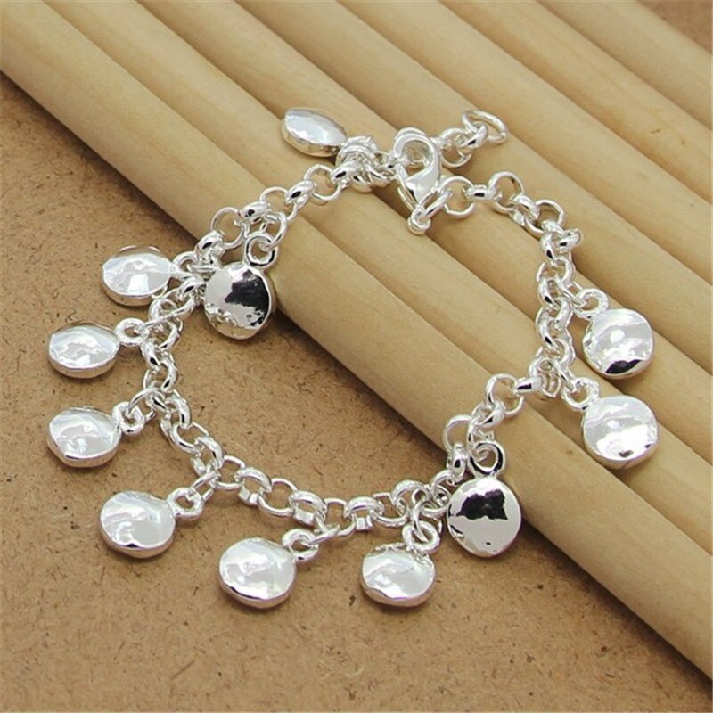 925 Sterling Zilver Hand Multi Hanger Ronde Platte Hanger Armband Voor Vrouwen Party Charm Jewelry