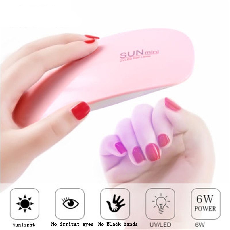 Draagbare Mini 6 W LED Lamp Nail Droger USB Charge 30 s 60 s Timer LED Licht Snel Droog nagels Gel Manicure Voor Nail Art Paramete