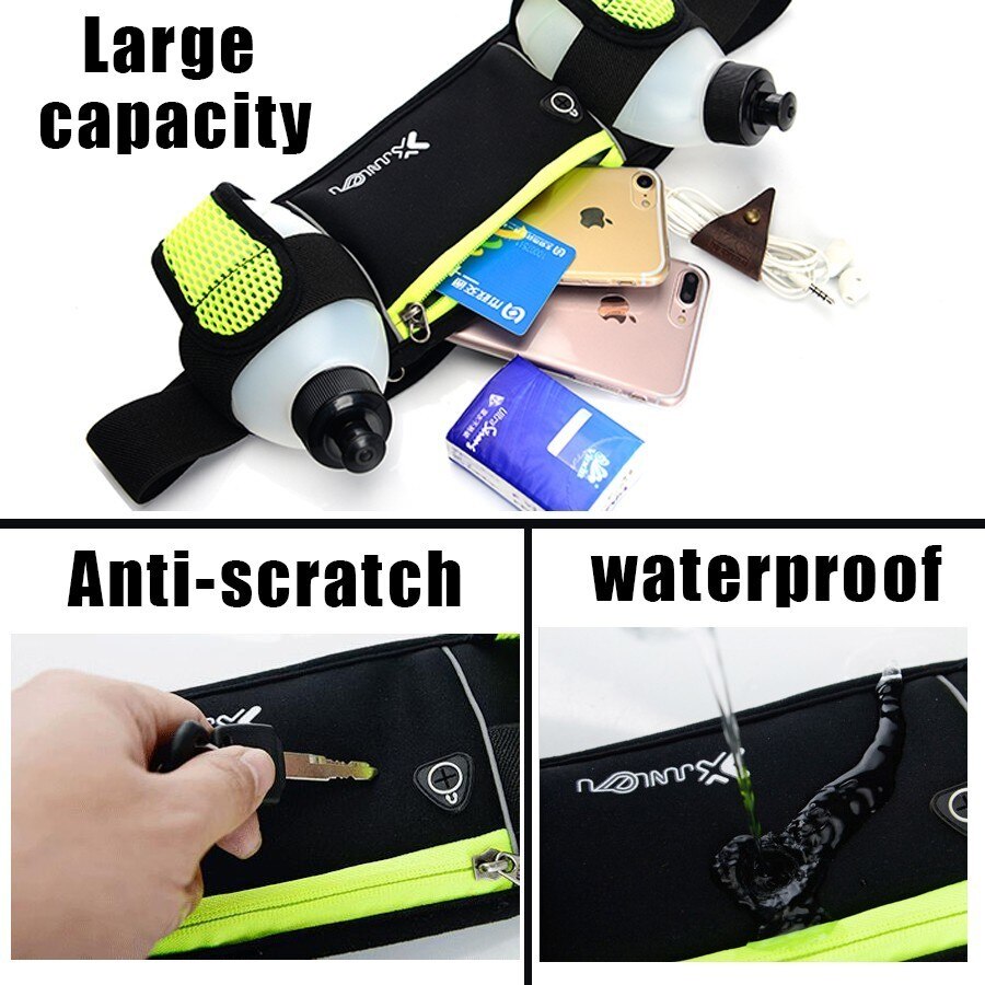 Riñoneras ligeras para hombre y mujer, deportivas, para correr, para exteriores, Neopreno, cinturón de hidratación, riñonera, soporte para teléfono deportivo con 2 botellas