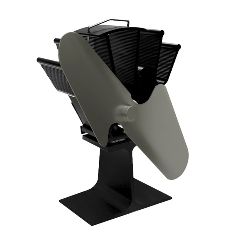 2 Blades Heat Powered Stove Fireplace Fan Fuel Saving Silent Ecofan for Wood Log Burner Heater HX6C: GY