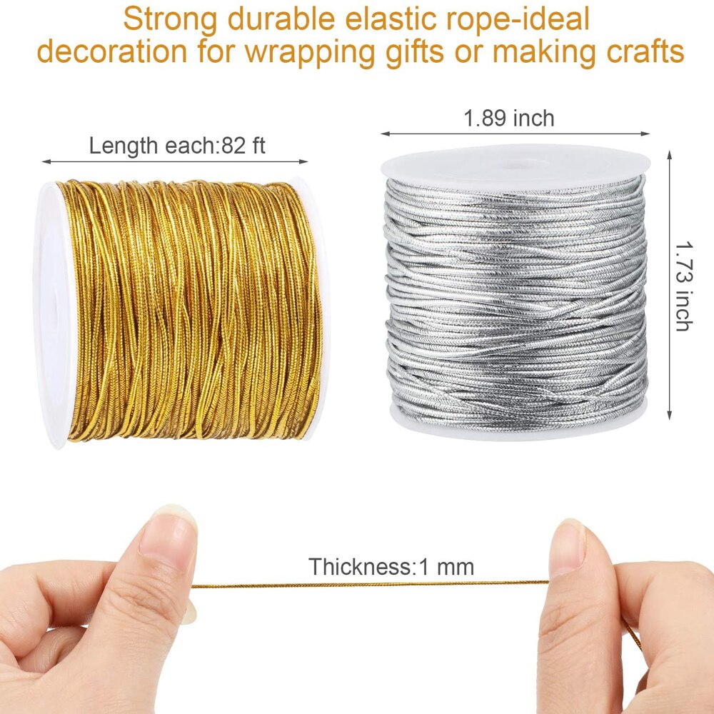 Rouleau de guirlandes métalliques, cordon élastique extensible, artisanat, fabrication de bijoux, emballage , ruban de noël, 1mm, 20M
