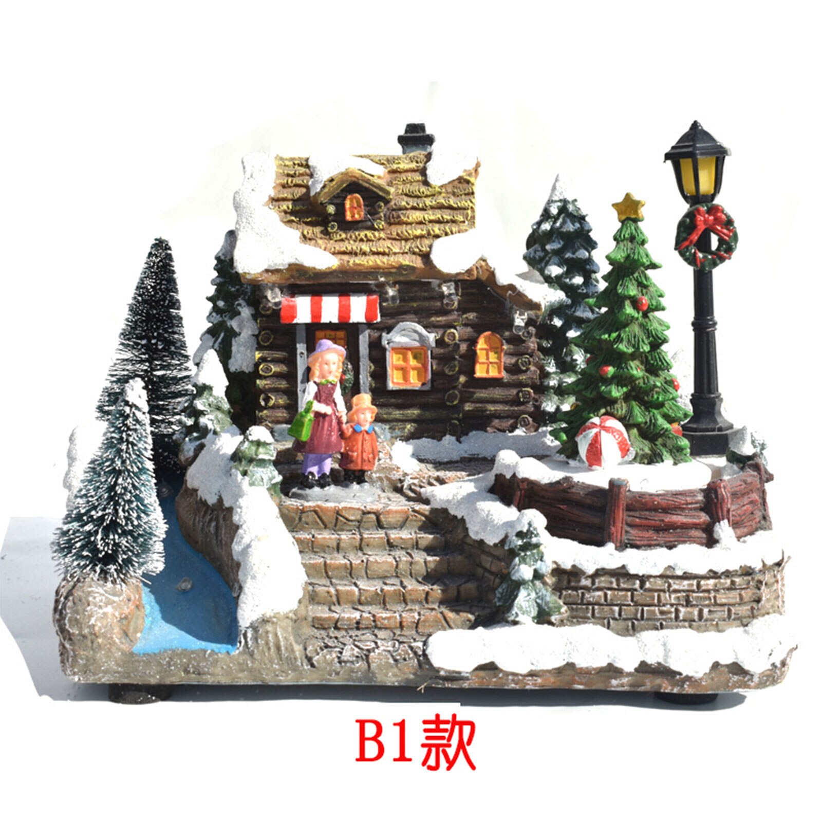 Faroot Christmas House Decorations Luminous LED Light Small Ornament Spinning Train Santa Music Box: D