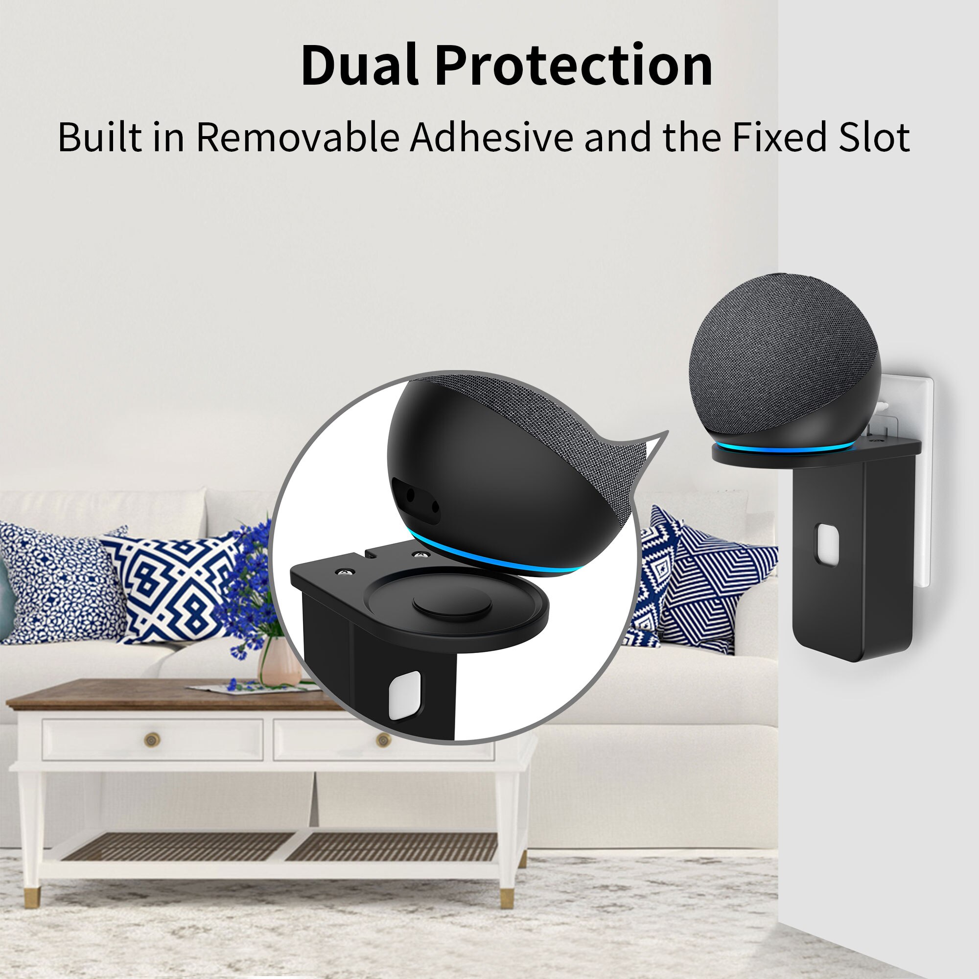 Homemont – support mural de sortie, pour Alexa Echo Dot de 4ème génération, support pour Assistants vocaux intelligents domestiques, gain de place