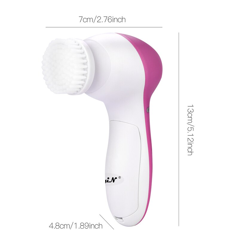 CkeyiN 5 en 1 électrique visage nettoyant brosse pores du visage nettoyage en profondeur Massage élimination de la saleté Vibration soins de la peau dispositif de beauté: pink