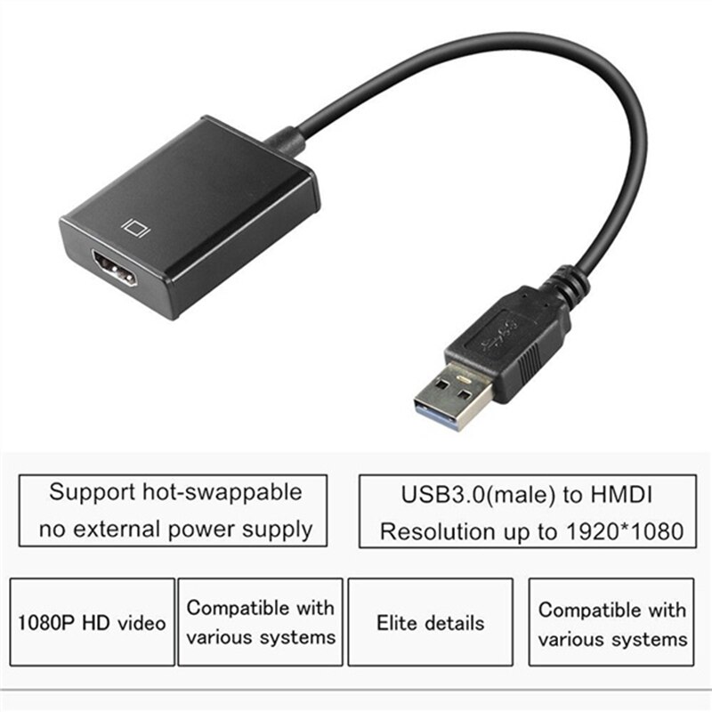 USB 3.0 to HDMI Video Adapter Portable Durable 1080P Full HD Converter Cable for Computer Monitor TV Laptop monitor projector