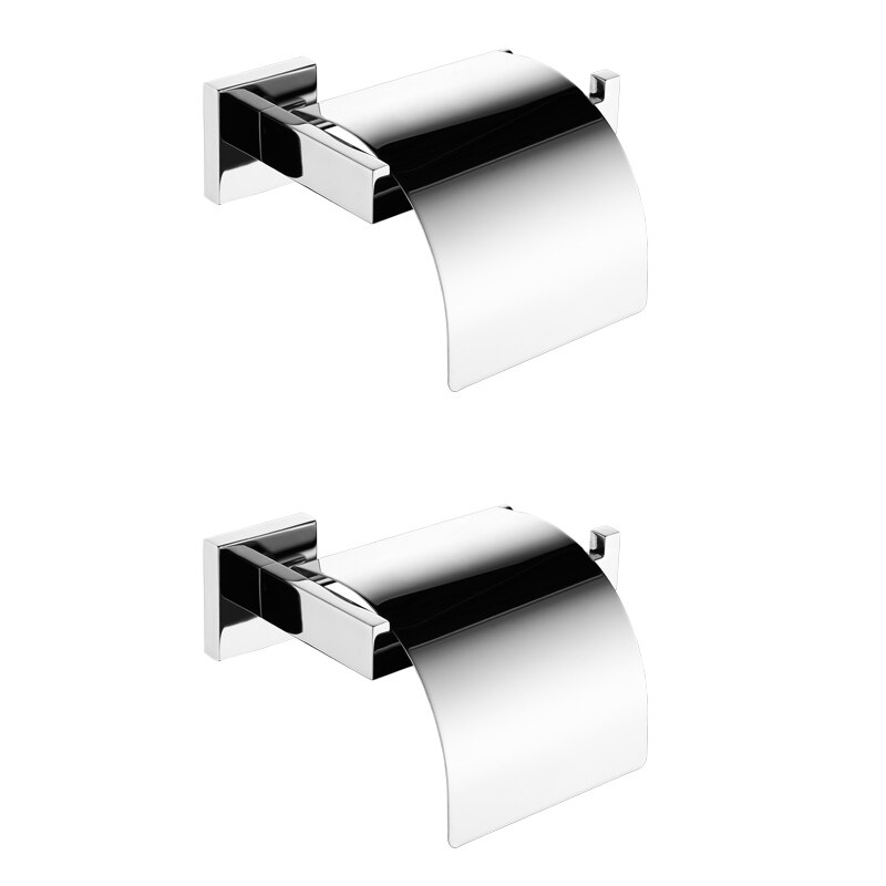 Toilet Paper Holder with Cover Wall Mount Paper Roll Holder SUS304 Stainless Steel Paper Roll Hanger Bathroom Paper Dispenser: 2pcs