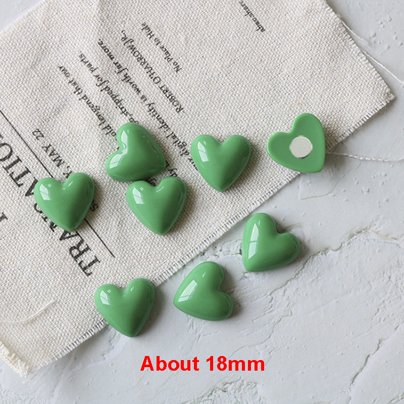 10PCS Love Heart Cute Mini Magnets 18mm Small Refrigerator Magnet Photo Wall Souvenir Magnetic Stickers For Fridge: 10PCS Green