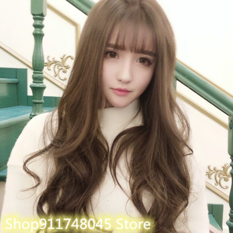 Korean-Style Wig Women's Long Curly Hair Air Bangs