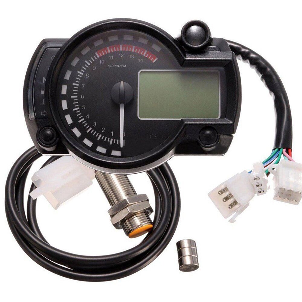 Motorcykel lcd digital instrumentbræt speedometer lav olie alarm dobbelt hastighed anti-blænding motorcykel kilometertæller hastighedsmåler universal