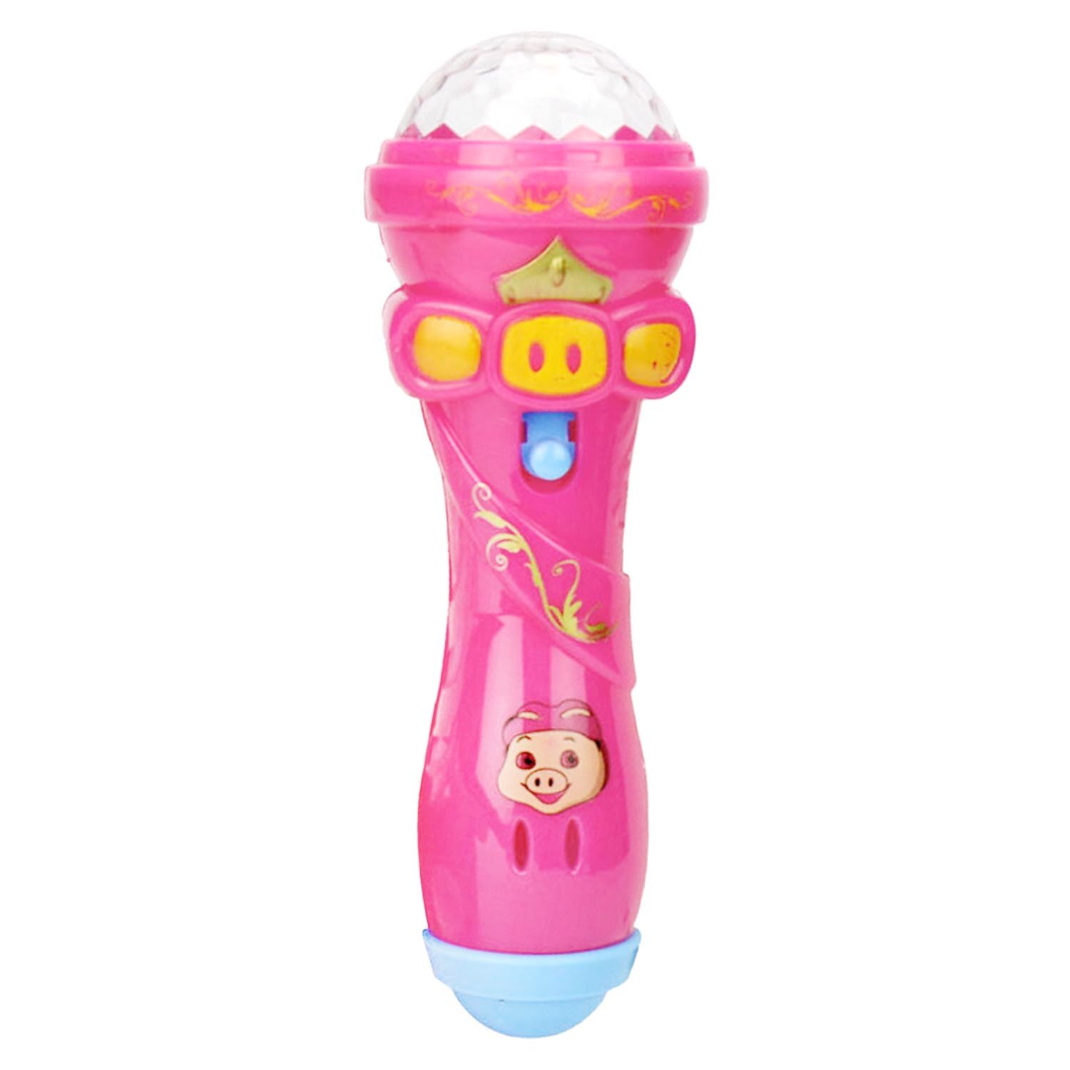 Niños Mini LED música inalámbrica Karaoke modelo de micrófono palo intermitente con bola de proyección 3D iluminación proyector de juguete de Color al azar