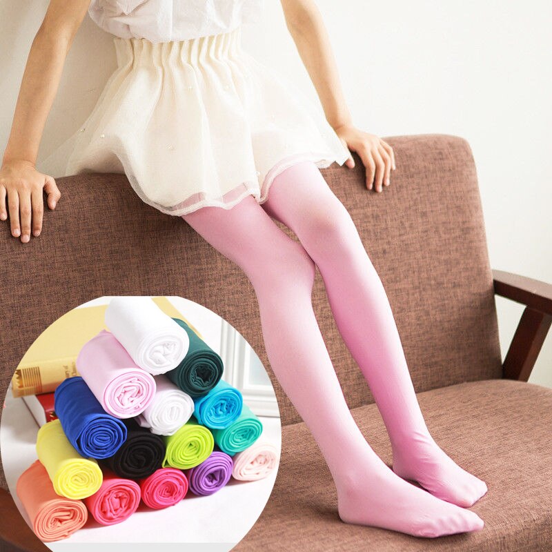 Girls Kids Tights Opaque Pantyhose Hosiery Ballet Dance Stockings Candy Colors 1Pair Age 1-12Y