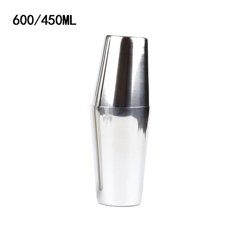 Boston cocktail shaker martini stål cocktail shaker mixer vin boston shaker til bartender drink party bar værktøjer: 600ml og 450ml