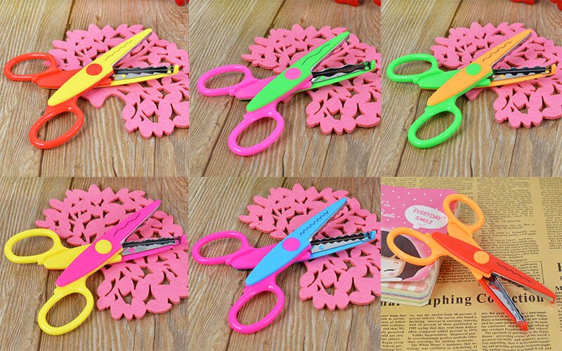 10Pcs/Lot Safety Curved Patterns Shaped Scissors Edges Cutting Scissors Kid Paper Cut For Children DIY