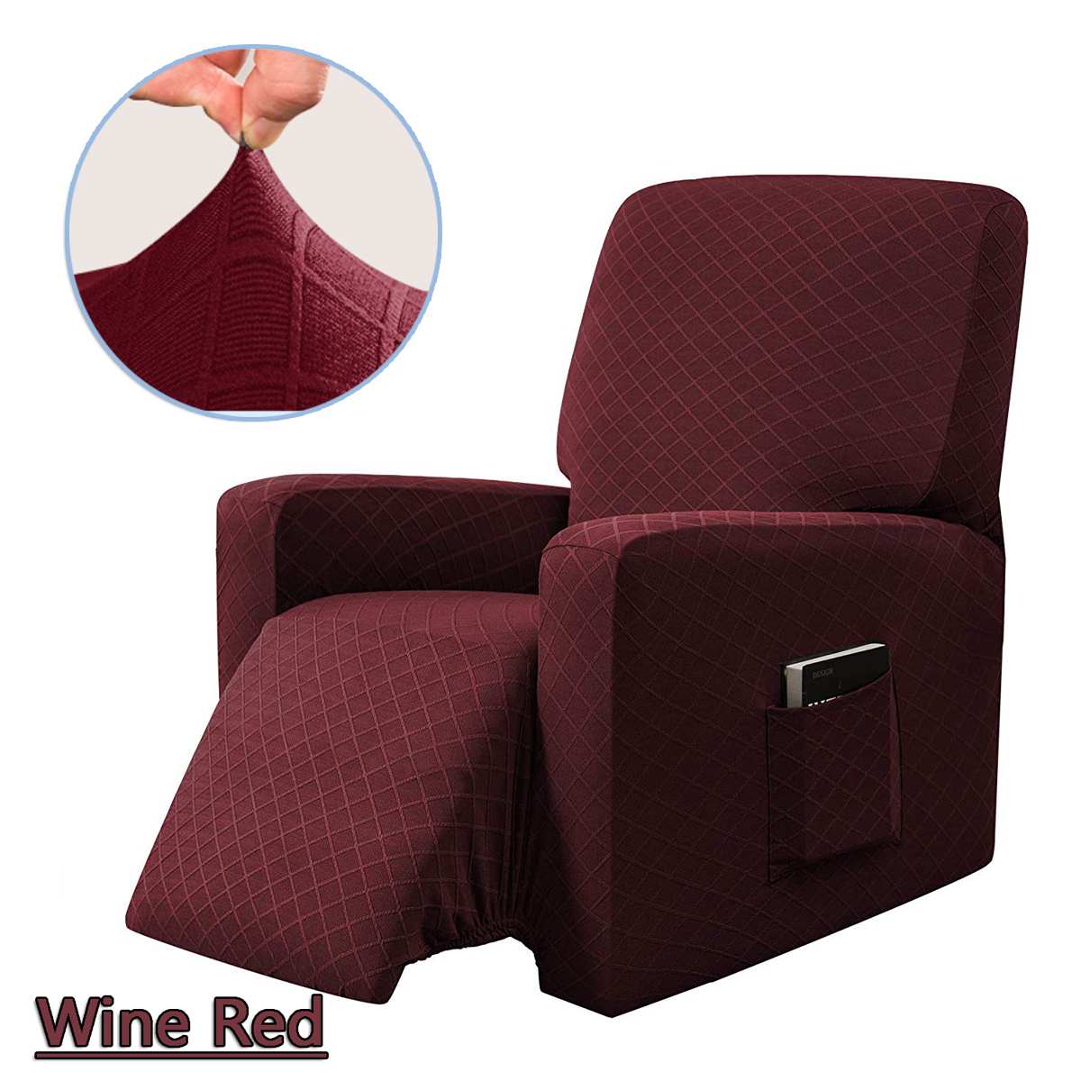 Vandtæt hvilestol stretch sofaovertræk alt inklusive skridsikker elastisk sofasofaovertræk til wingback stol sofa: Rødvin
