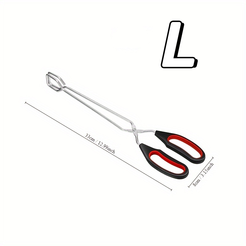 3 Größen Grill-Scherenzange, rutschfest, für gegrillte Lebensmittel, Brotzange, Metall, Grill-Backclip mit langem Griff, Küchen- und Kochzubehör: grau