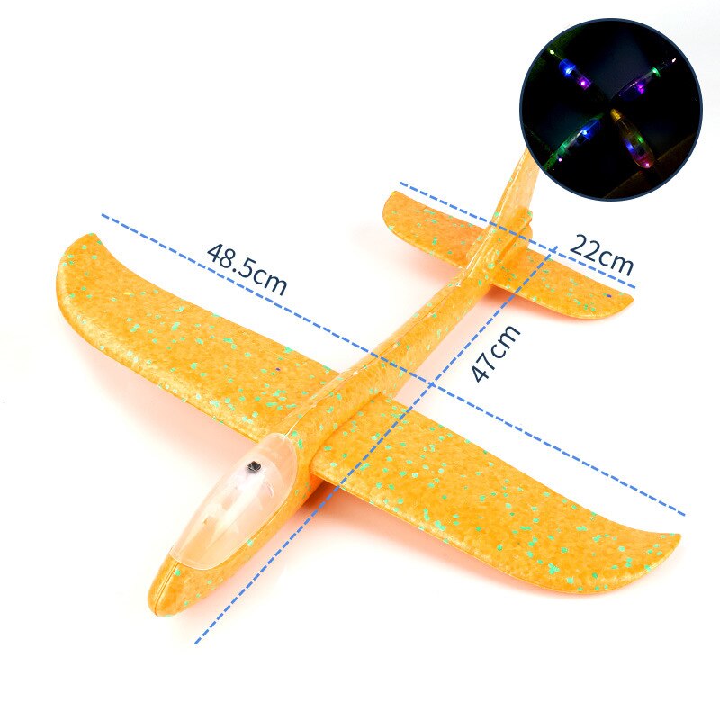 48 CM DIY Hand Throw Airplane EPP Foam Launch fly Glider Planes Model Aircraft Outdoor Fun Toys for Children Plane Toys Game: full gloss-orange