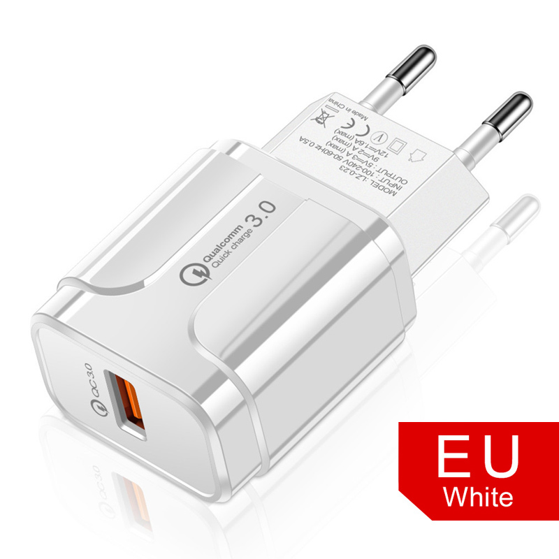 18W QC 3.0 szybkie ładowanie ue podłącz ładowarka podróżna Micro USB pleciony kabel do Samsung A10 S7 S6 krawędzi J3 J5 J7 J4 J6 + 2017 przewód danych: White EU Plug