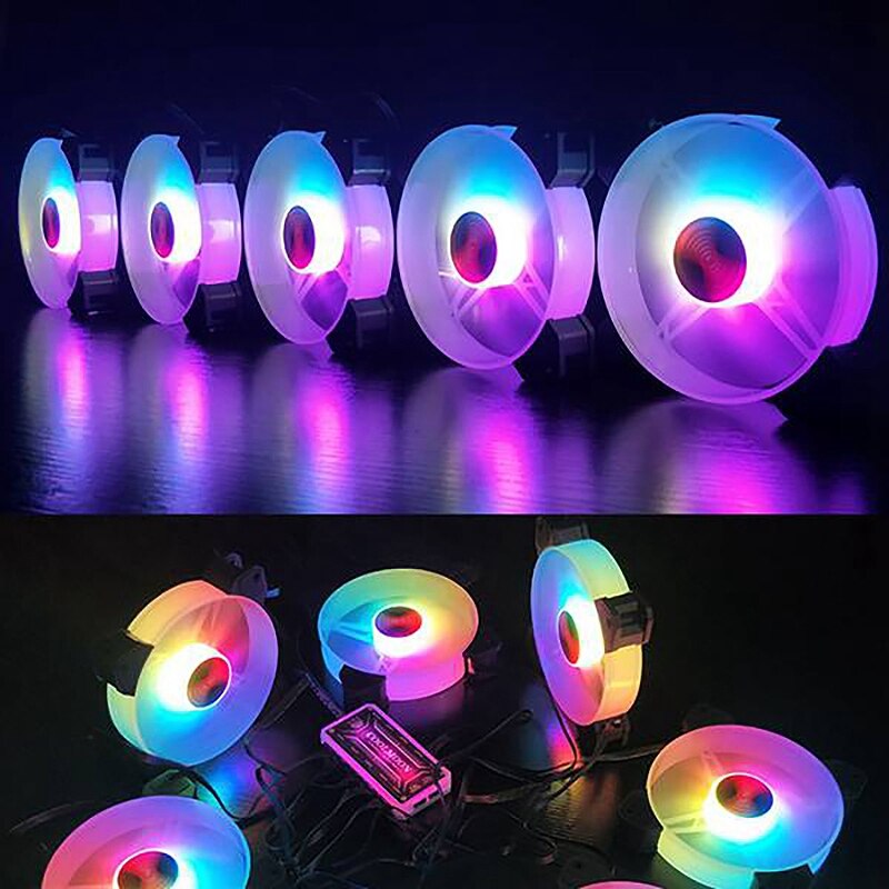 COOLMOON RGB Case Fan, RGB Adjustment 120mm Mute + Music Controller Desktop Computer Cooling Fan CPU Case Fan(6 Pcs)