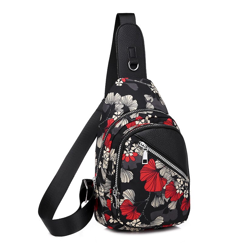 Vrouwen Oxford Borst Bag Pack Waterdichte Reizen Sport Cross Body Schouder Sling Borst Bag Mobiele Telefoon Tas Taille Packs WXM325: flower