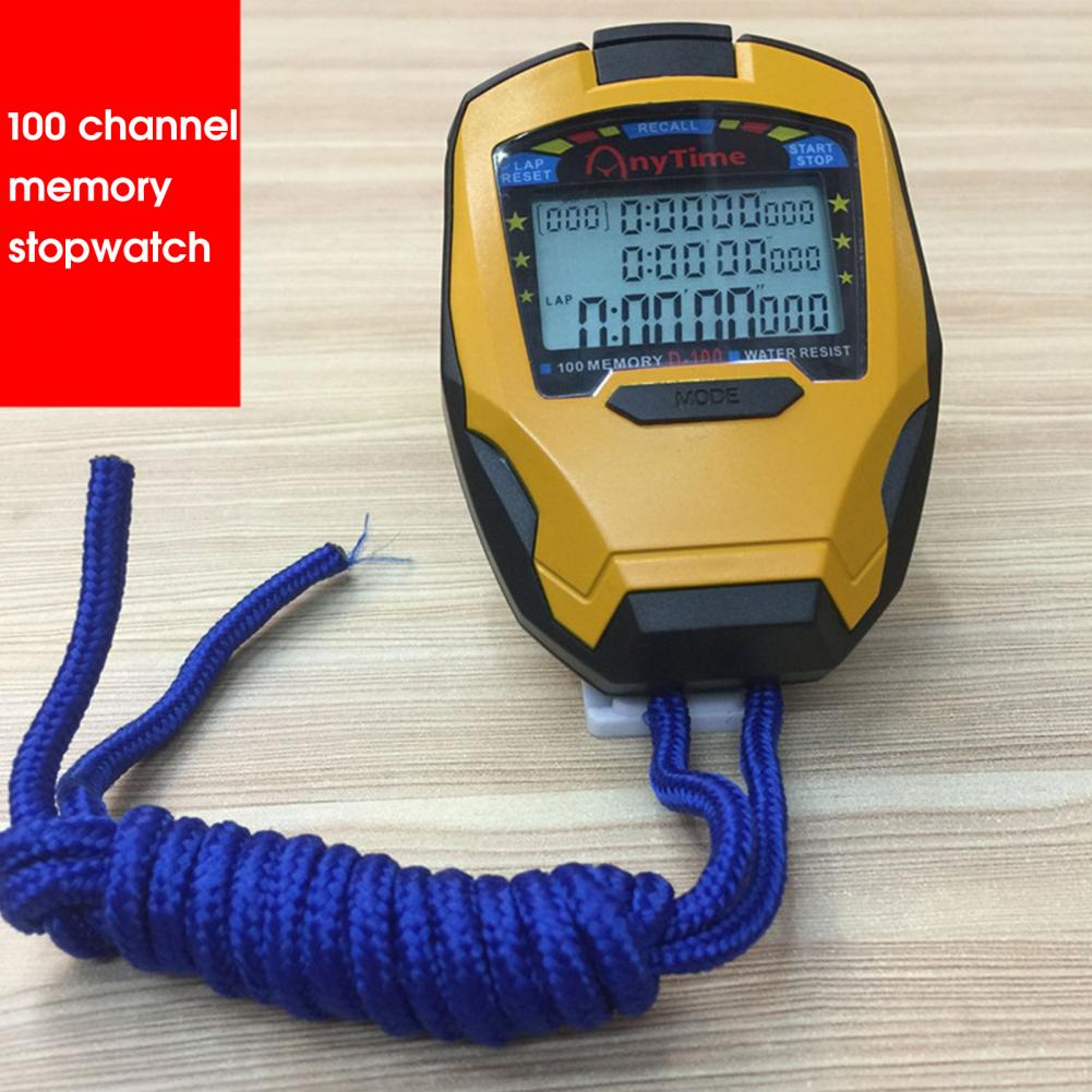 Stopwatch Portable Sport Stopwatch Large Display Memory Stopwatch 100 Lap-Memory Three Rows Digital Chronograph for Swimming