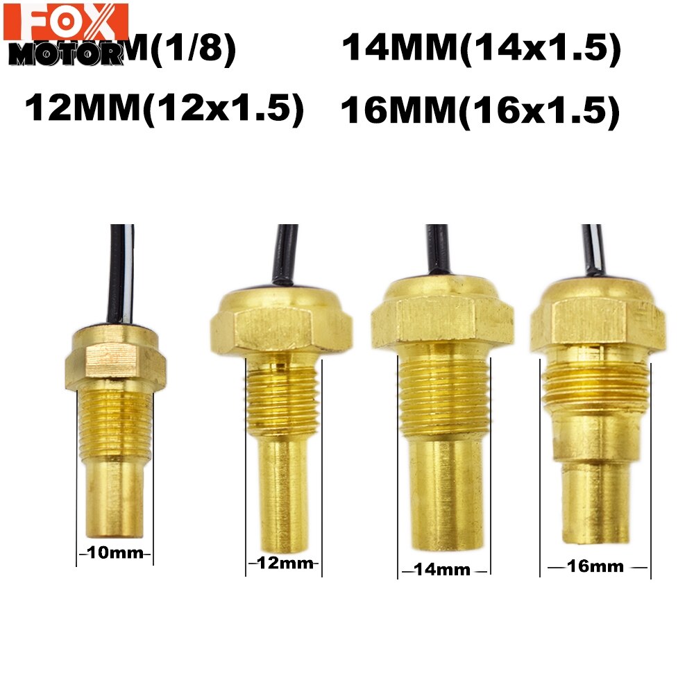 Universal para coche camión Sensor de temperatura del agua de temperatura 50K cabeza 10MM 12MM 14MM 16MM 18 MM 20 MM 22 MM Digital con doble cables Temperatura de