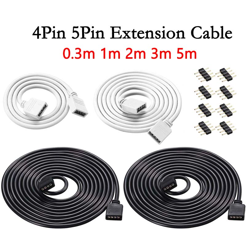 4PIN RGB 5PIN RGBW Verlängerungskabel Weiß Schwarz 0,3 m 1 m 2 m 3 m 5 m 10 m Elektrokabel SMD 2835 5050 LED Connect Kupferkabel