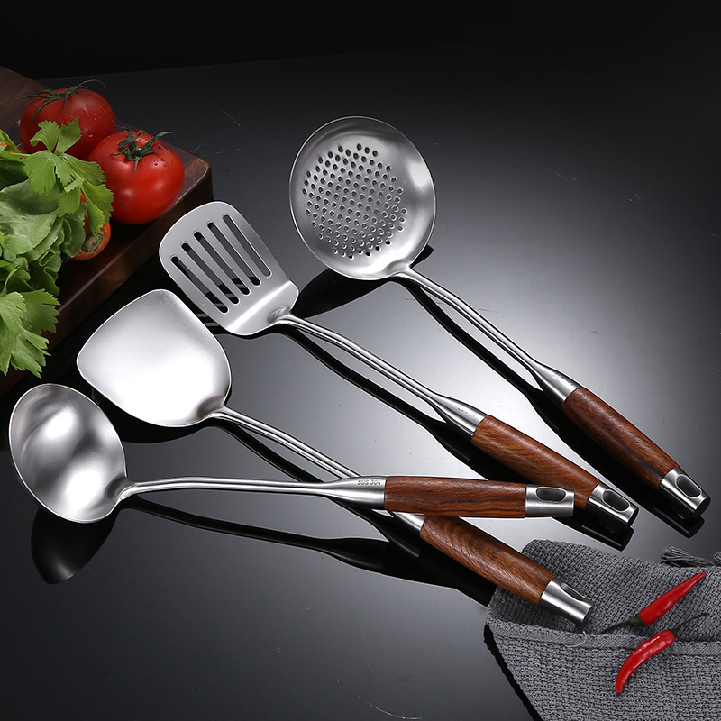 Stainless Steel Spatula and Soup Spoon Spatula Colander Anti-Scald Insulation Four-Piece Kitchen Set Kitchen Cooking Set