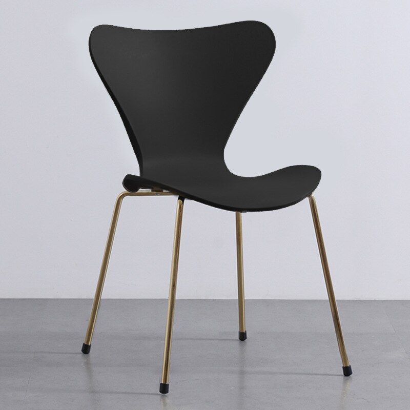 Chair Luxury Home Backrest Dining Chair Desk Simple Modern Backrest Stool Leisure Plastic Living Room Furniture Bedroom: Black leg