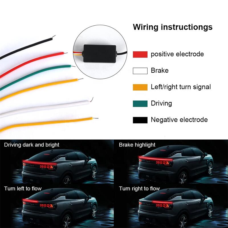 120CM 12V Led Tail Spoiler Light Universal Car Turn Signal Driving Brake Flash Trunk Lip Racing Tail Lamp Carbon Fiber RGB