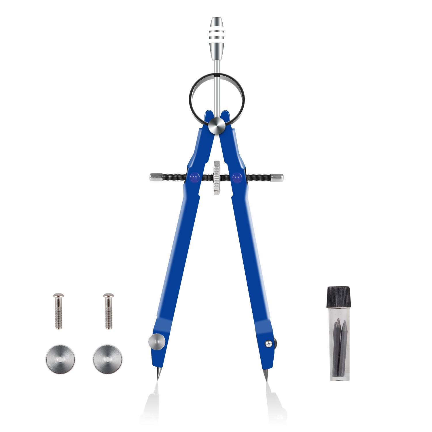 Boussole professionnelle, ensemble de géométrie de boussole avec serrure, boussole de maths et de précision, en métal et Durable pour Pr solide et plan: Blue
