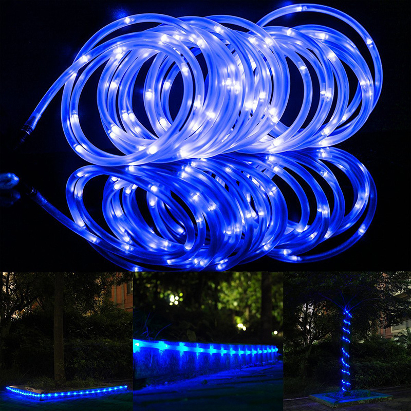 Luces de cuerda solares para exteriores, cadena de luces LED, 8 modos, luces de manguera de jardín, decorativas, boda, Navidad, Halloween, Patio, porche, piscina