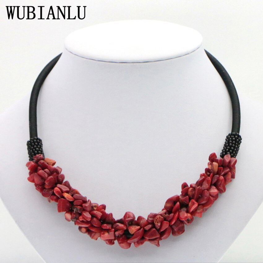 WUBIANLU 13 Styles Natural Spar Coral Tourmaline Lapis Lazuli Agates Aventurine Chokers Necklaces For Women Costume Jewelry