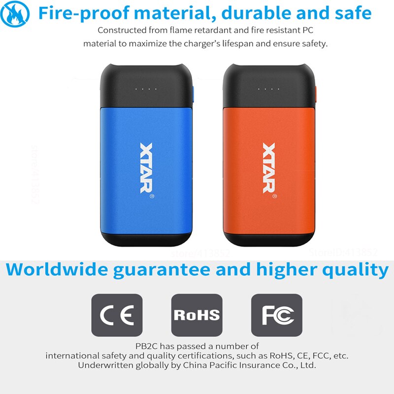 XTAR 18650 Charger BLACK PB2C Battery Charger 5V2.1A INPUT ype-C Powered Power Bank Function Portable PB2C BATTERY CHARGER 18650