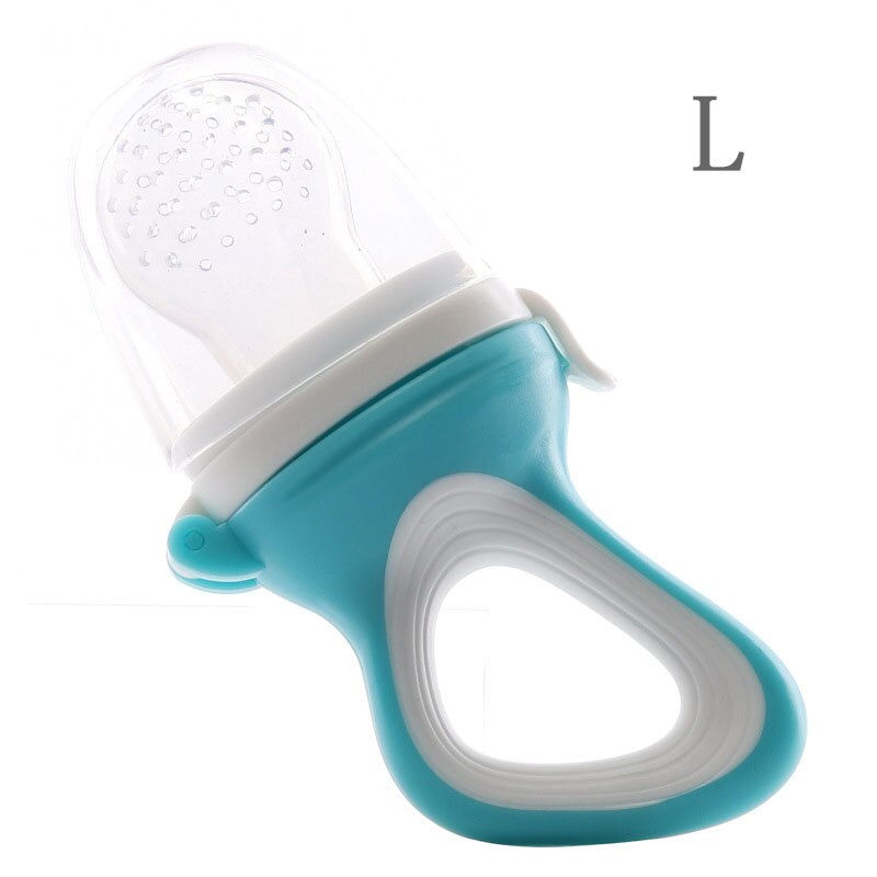 1Pcs Baby Fopspeen Nibbler Baby Fopspenen Feeder Kids Fruit Feeder Veiligheid Babyuitsteeksel Kits Voor Baby Knabbelen Fles Accessoires: blue L
