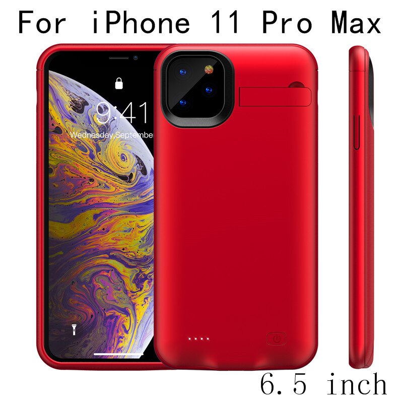 Battery Charger Case For iPhone 11 Pro Max Power Case Slim shockproof Power Bank Charging Cover For iPhone 11 Charger Back Pack: i11 ProMax-Red