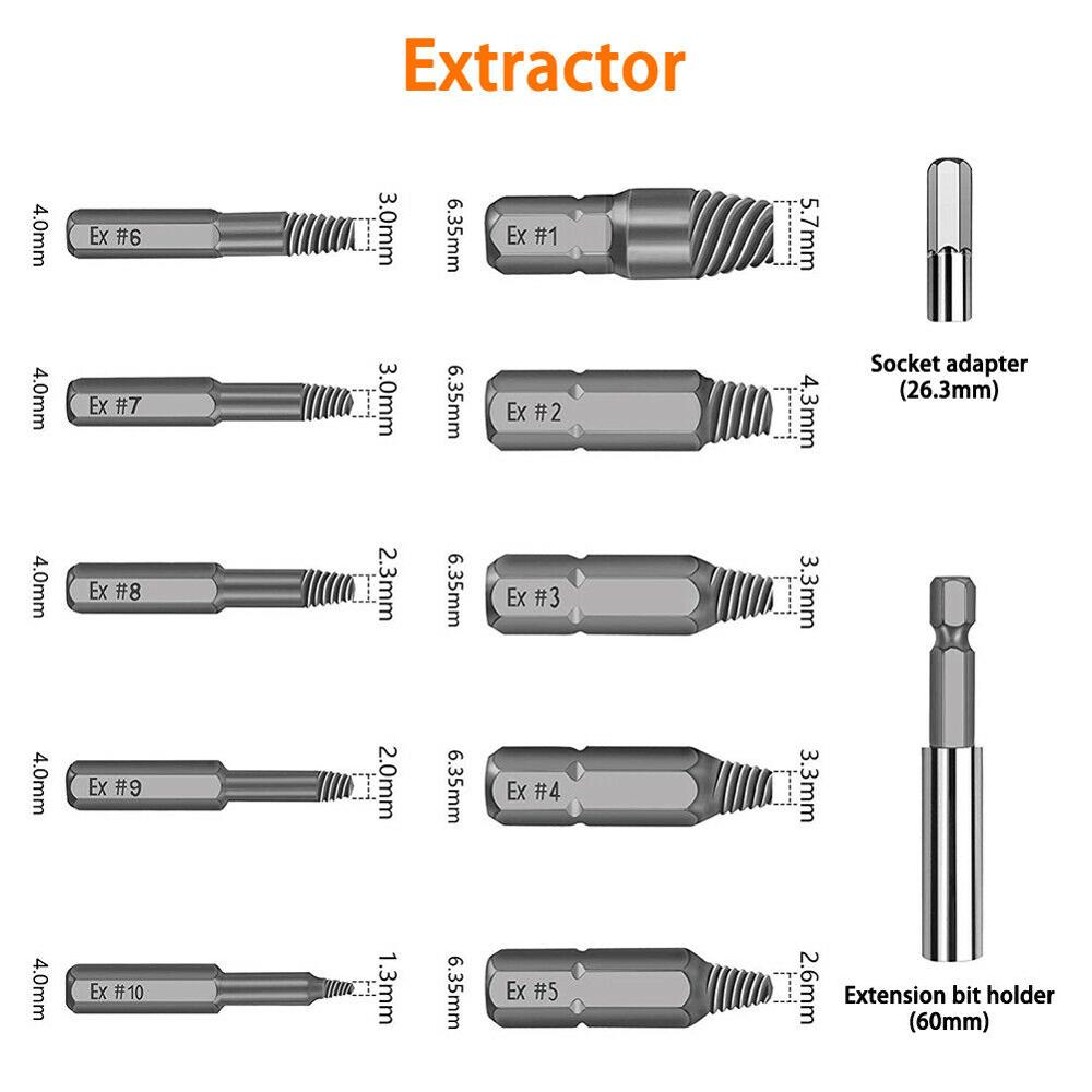 22 Stks/set Beschadigd Stripped Schroef Extractor Set Voor Gebroken Schroef, all-Purpose Hss Gebroken Bout Extractor Schroef Remover Set