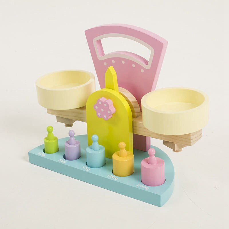 Houten Weegschaal Speelgoed Met Gewichten Voor Kinderen Vroege Onderwijs Leren Speelgoed Kinderen Meten Playset