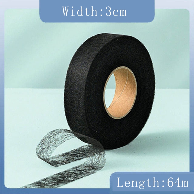 64 meter Zwart Wit dubbelzijdig Interlining Zelfklevende Stof Kleding Ijzer op Zoom Tape Interlining Web DIY Naaien Accessoires: Dull