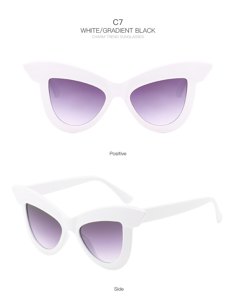 gafas de sol de personalidad cejas grandes ojos de gato senderismo gafas de sol coloridas tendencia de conducción gafas de sol de cruce: 12-BJ5190-C7